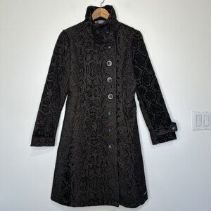 Desigual Snake Patterned Coat Jacket Size 42 Preppy Black Brown 36E2004